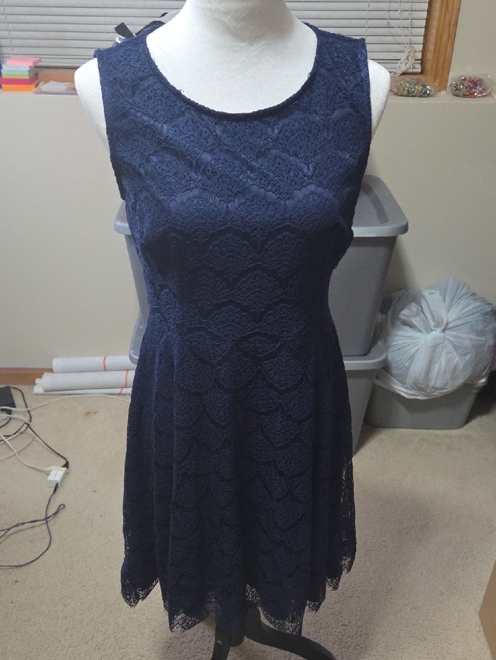 Jessica Simpson Navy Lace Fit & Flare Mini Dress